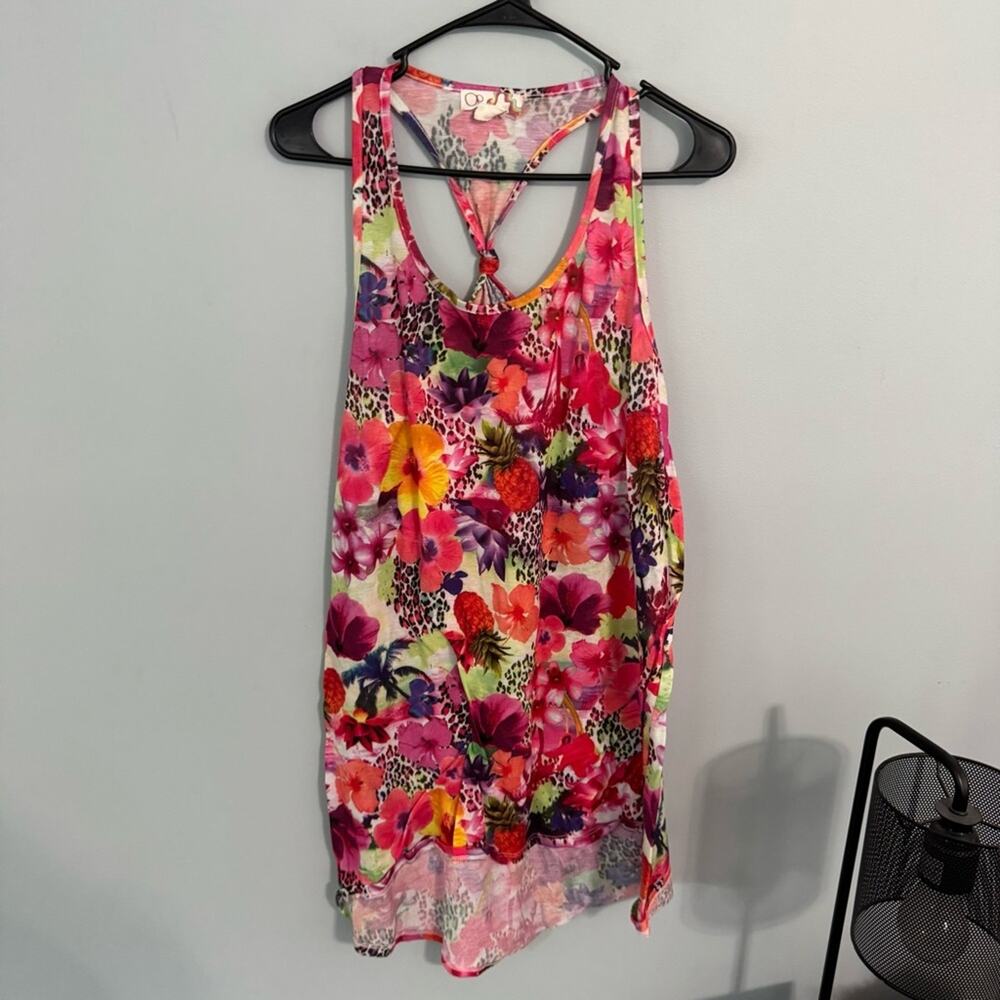 OP Floral & Leopard Print Racerback Swimsuit Cover Up Dress Women’s Size Medium